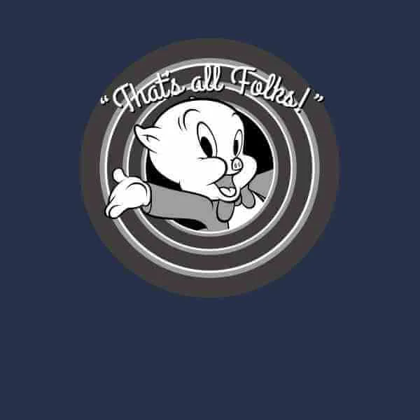 Looney Tunes Porky Pig Circle Logo T-shirt - Navy