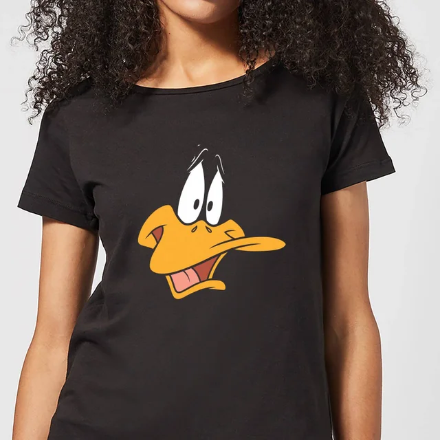 Looney Tunes Daffy Duck Face Dames T-shirt - Zwart