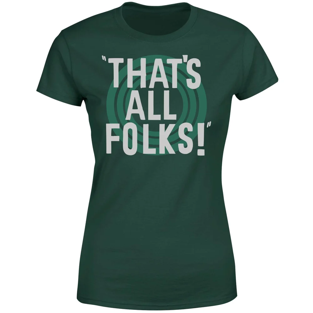 Looney Tunes That's All Folks Dames T-shirt - Donkergroen - S Afbeelding 1