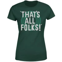 Looney Tunes That's All Folks Dames T-shirt - Donkergroen