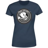 Looney Tunes Porky Pig Circle Logo Dames T-shirt - Navy