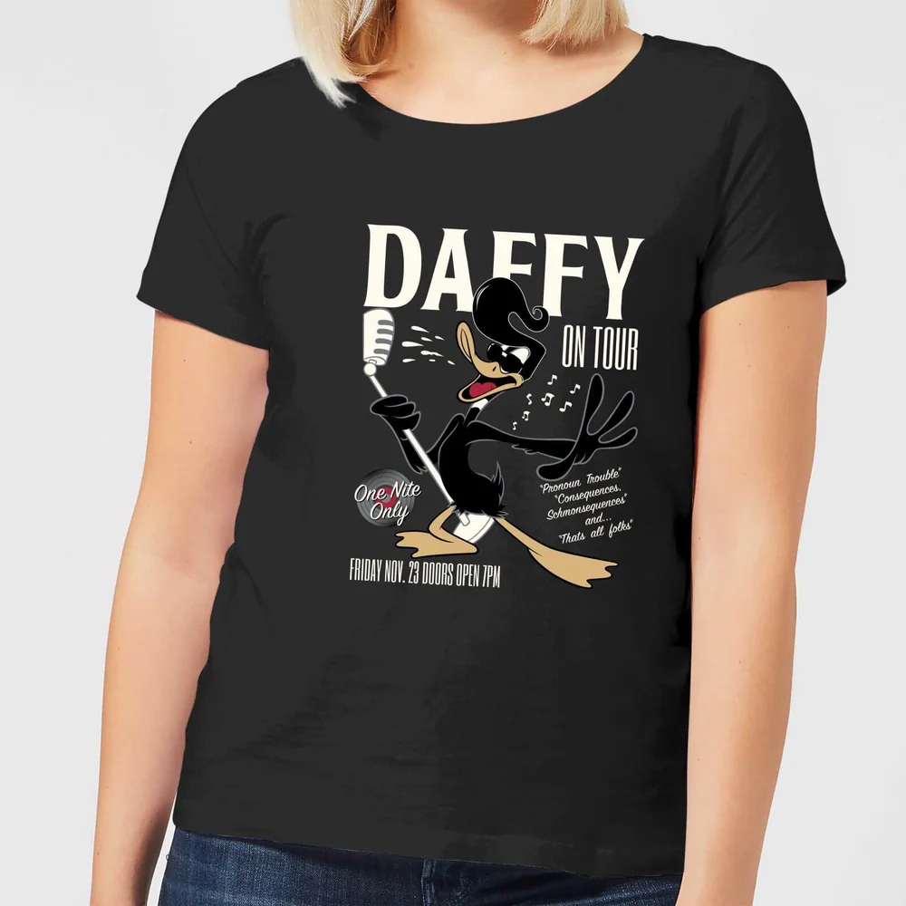 Looney Tunes Daffy Concert Dames T-shirt - Zwart - S Afbeelding 1