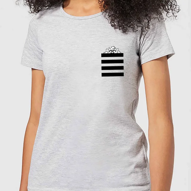 Looney Tunes Taz Stripes Pocket Print Dames T-shirt - Grijs