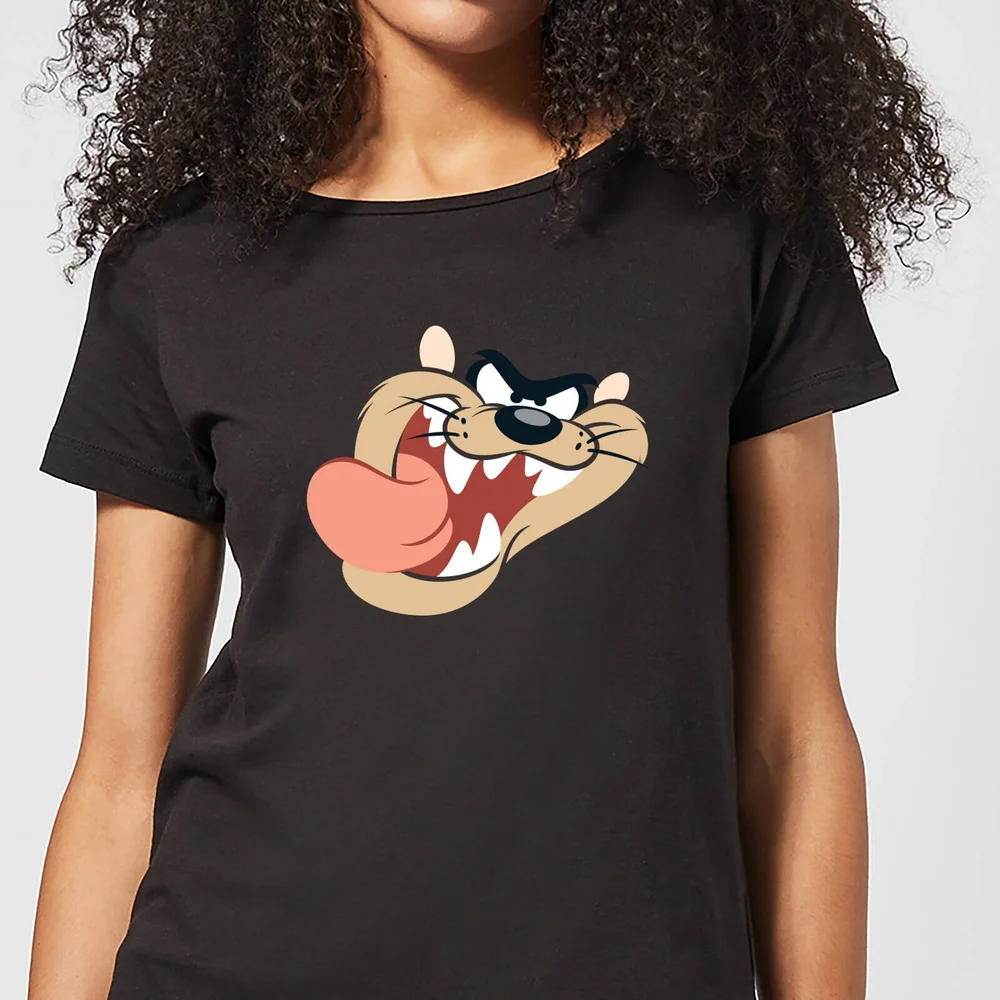 Looney Tunes Taz Face Dames T-shirt - Zwart - S Afbeelding 1