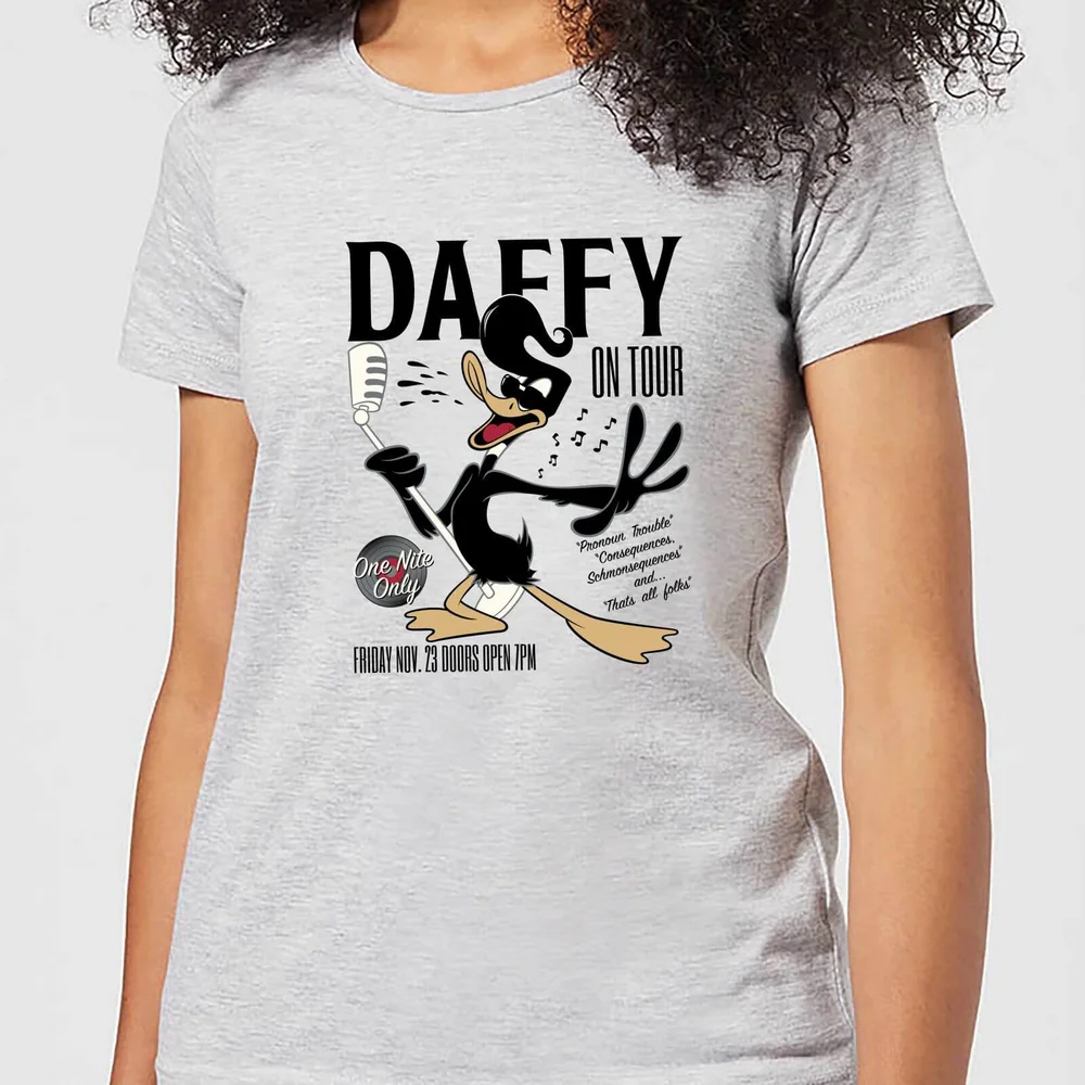 Looney Tunes Daffy Concert Dames T-shirt - Grijs - S Afbeelding 1