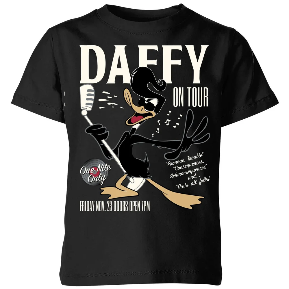 Looney Tunes Daffy Concert Kinder T-shirt - Zwart - 98/104 (3-4 jaar) Afbeelding 1
