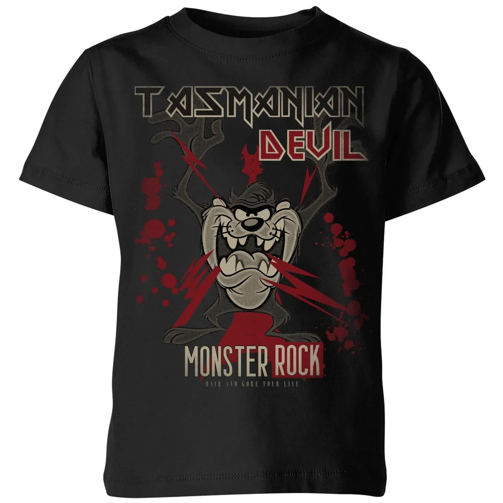 Looney Tunes Tasmanian Devil Monster Rock Kinder T-shirt - Zwart - 98/104 (3-4 jaar) Afbeelding 1