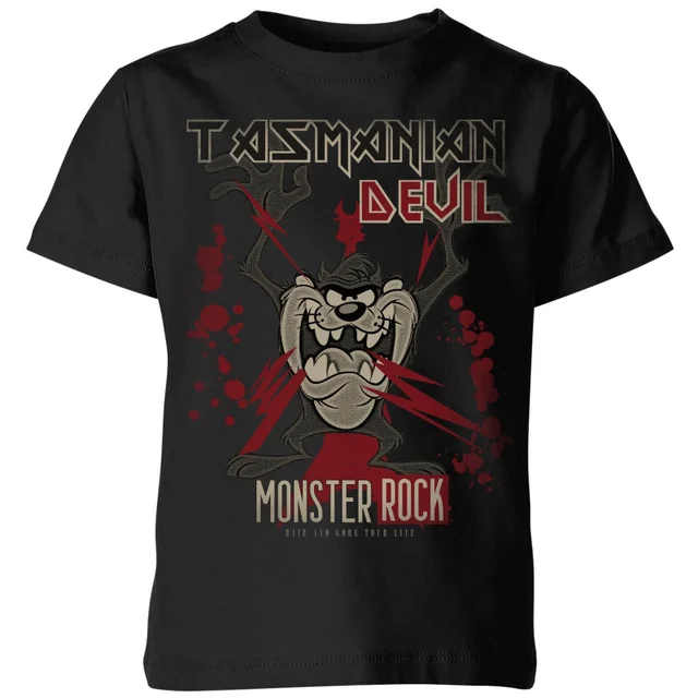 Looney Tunes Tasmanian Devil Monster Rock Kinder T-shirt - Zwart