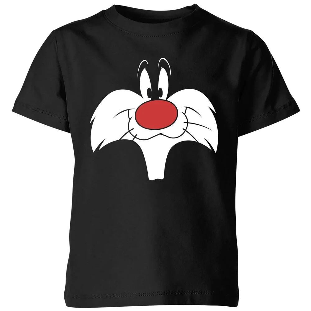 Looney Tunes Sylvester Face Kinder T-shirt - Zwart - 98/104 (3-4 jaar) Afbeelding 1