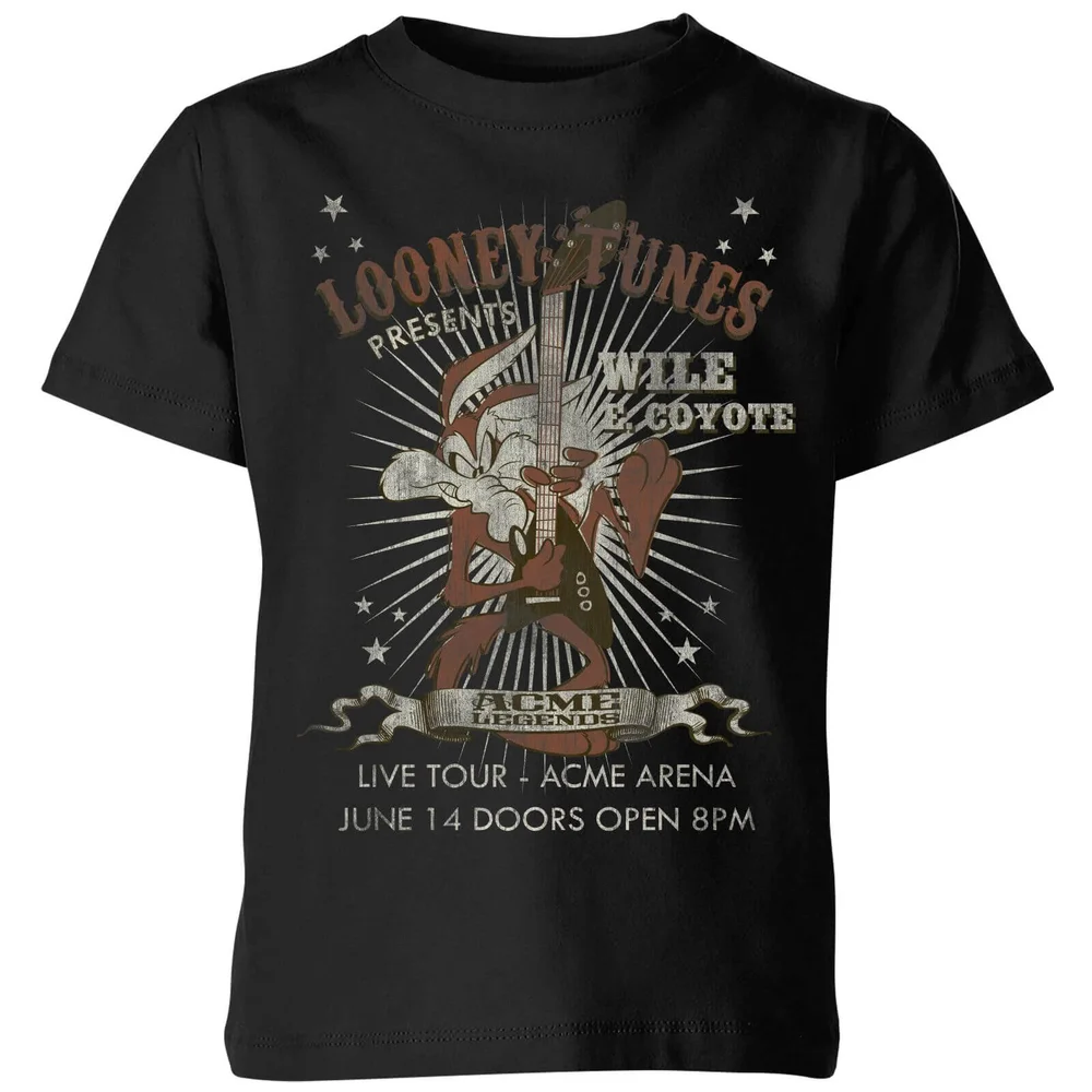 Looney Tunes Wile E Coyote Concert Kinder T-shirt - Zwart - 98/104 (3-4 jaar) Afbeelding 1