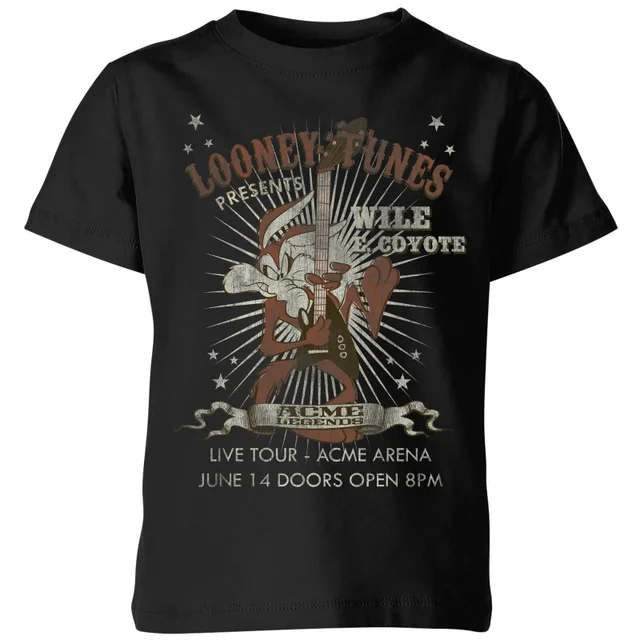 Looney Tunes Wile E Coyote Concert Kinder T-shirt - Zwart