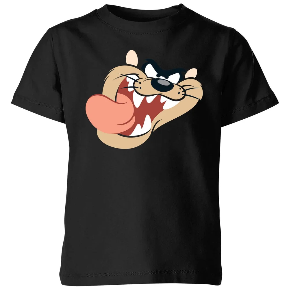 Looney Tunes Taz Face Kinder T-shirt - Zwart - 98/104 (3-4 jaar) Afbeelding 1