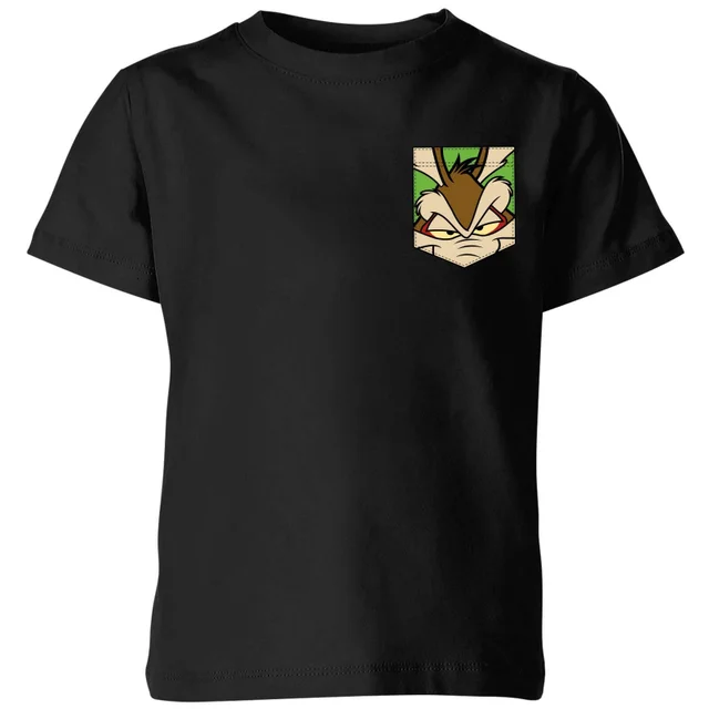 Looney Tunes Wile E Coyote Faux Pocket Kinder T-shirt - Zwart