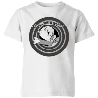 Looney Tunes Porky Pig Circle Logo Kinder T-shirt - Wit