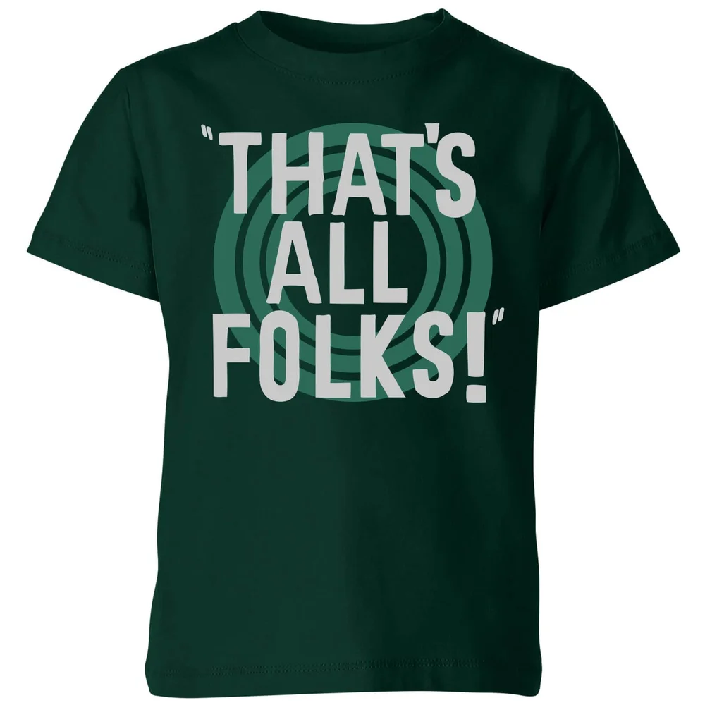 Looney Tunes That's All Folks Kinder T-shirt - Donkergroen - 98/104 (3-4 jaar) Afbeelding 1