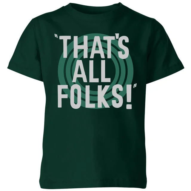 Looney Tunes That's All Folks Kinder T-shirt - Donkergroen