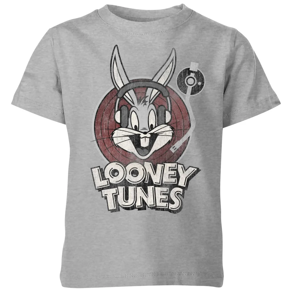 Looney Tunes Bugs Bunny Circle Logo Kinder T-shirt - Grijs - 98/104 (3-4 jaar) Afbeelding 1