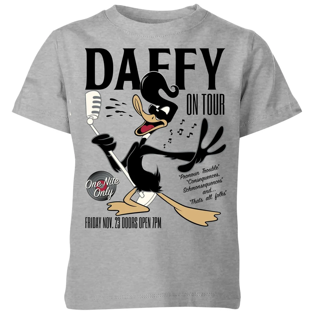 Looney Tunes Daffy Concert Kinder T-shirt - Grijs - 98/104 (3-4 jaar) Afbeelding 1