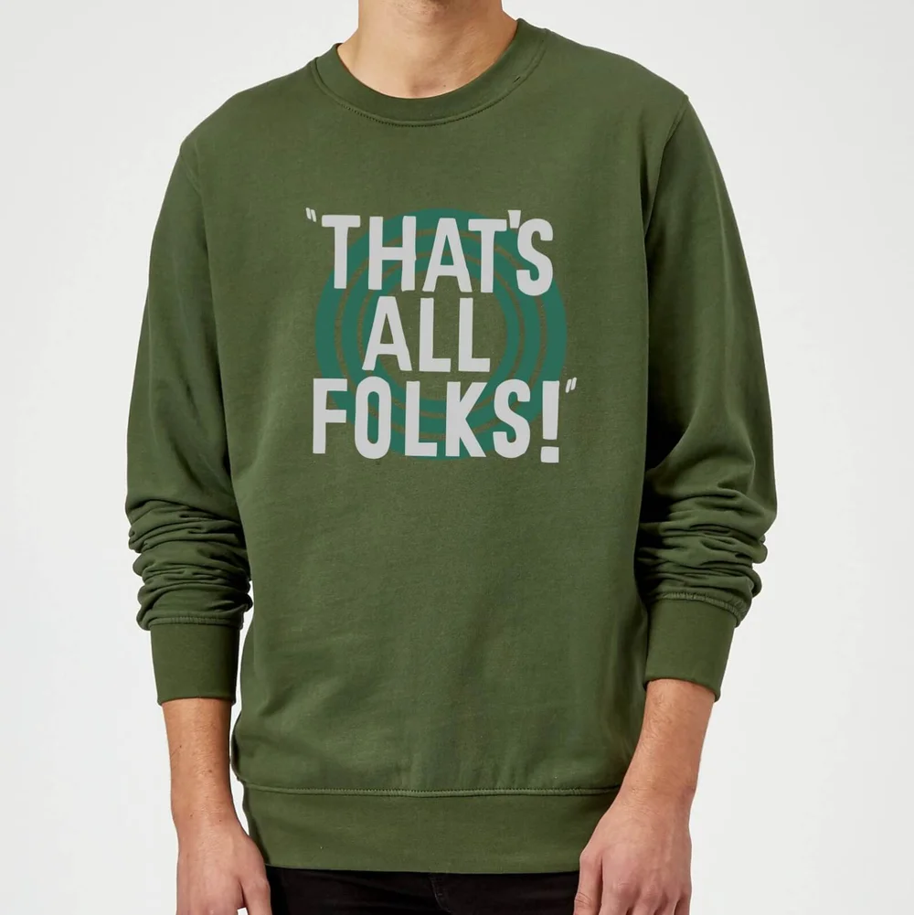 Looney Tunes That's All Folks Trui - Donkergroen - XL Afbeelding 1