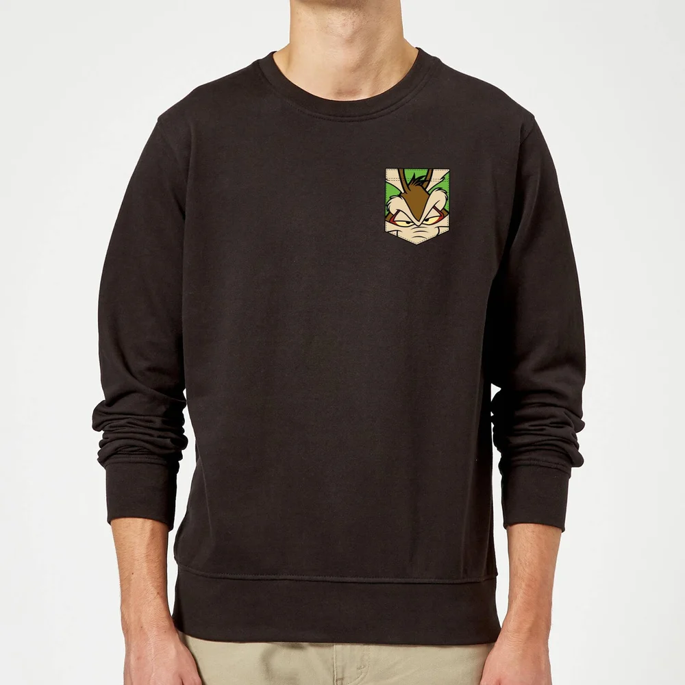 Looney Tunes Wile E Coyote Faux Pocket Trui - Zwart - S Afbeelding 1