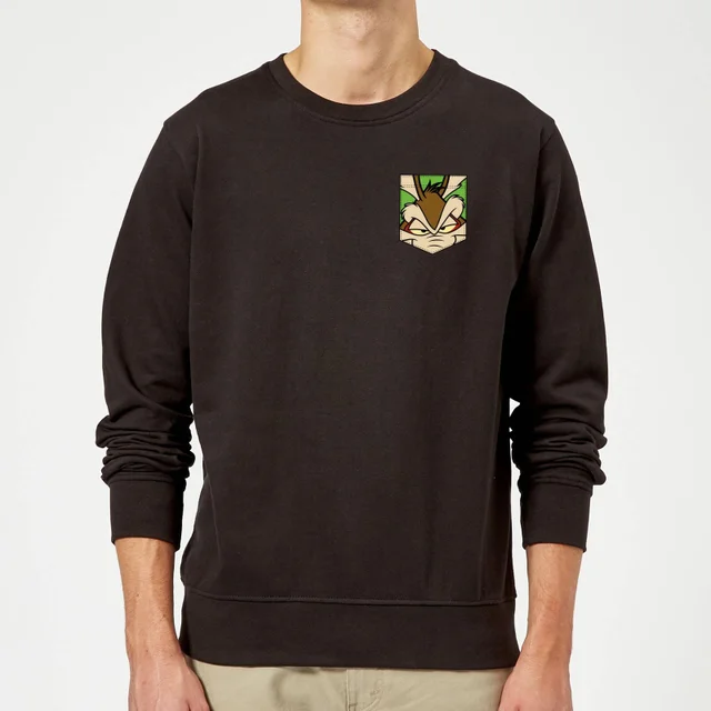 Looney Tunes Wile E Coyote Faux Pocket Trui - Zwart