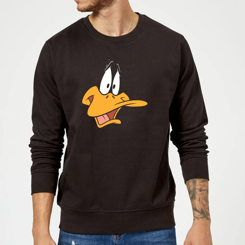 Looney Tunes Daffy Duck Face Trui - Zwart - S Afbeelding 1