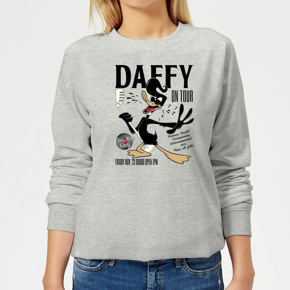 Looney Tunes Daffy Concert Dames Trui - Grijs - 3XL - Grijs Afbeelding 1
