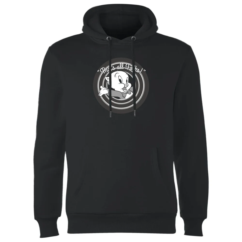Looney Tunes Porky Pig Circle Logo Hoodie - Zwart - S Afbeelding 1