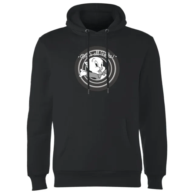 Looney Tunes Porky Pig Circle Logo Hoodie - Zwart