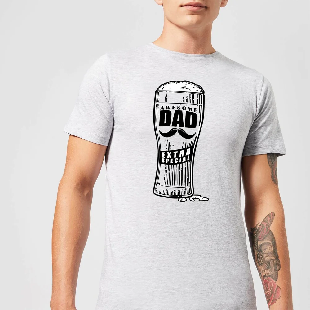 Awesome Dad Beer Glass Men's T-Shirt - Grey - S - Grijs Afbeelding 1