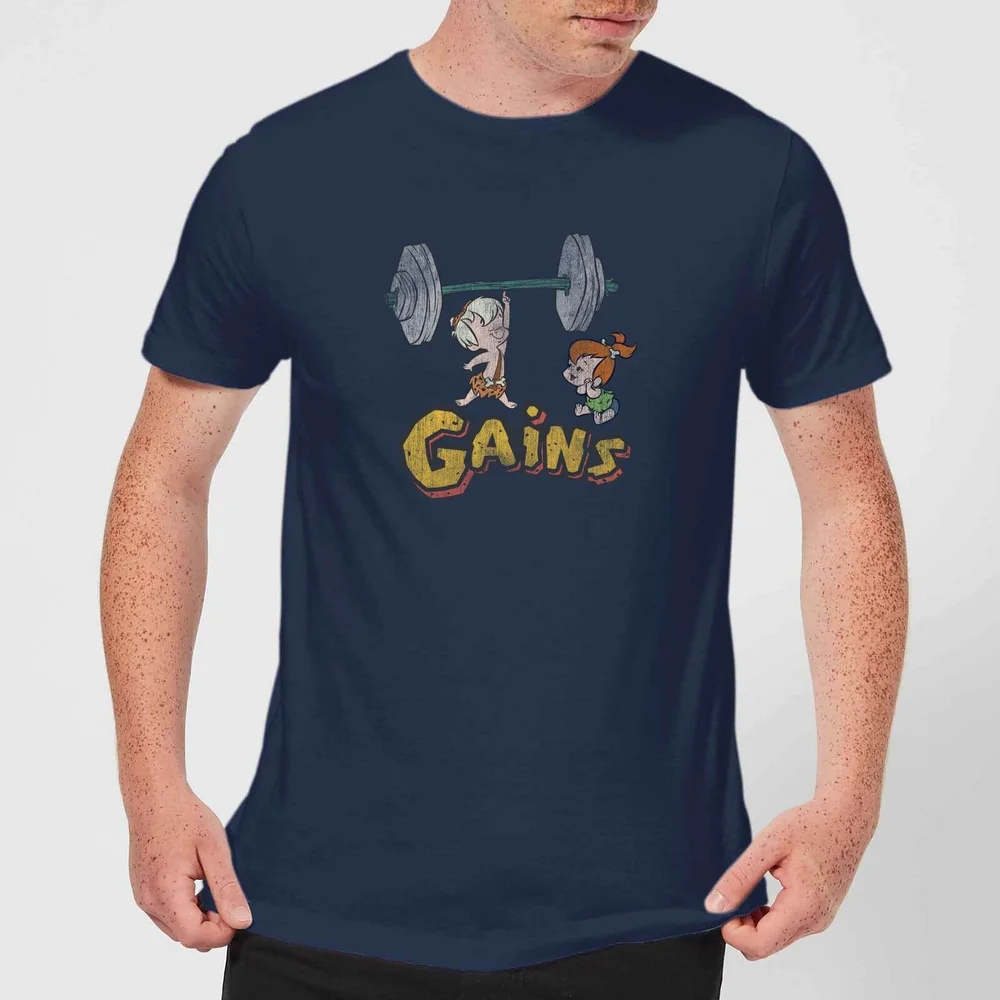 The Flintstones Bamm-Bamm Gains Distressed T-shirt - Navy - S Afbeelding 1