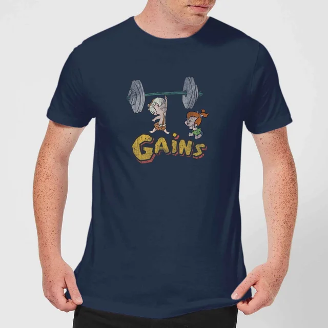 The Flintstones Bamm-Bamm Gains Distressed T-shirt - Navy