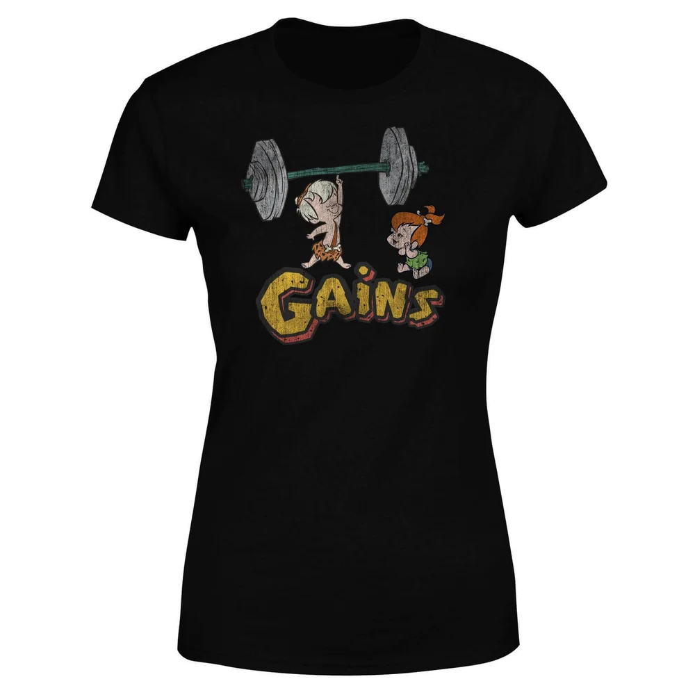 The Flintstones Bamm-Bamm Gains Distressed Dames T-shirt - Zwart - S Afbeelding 1