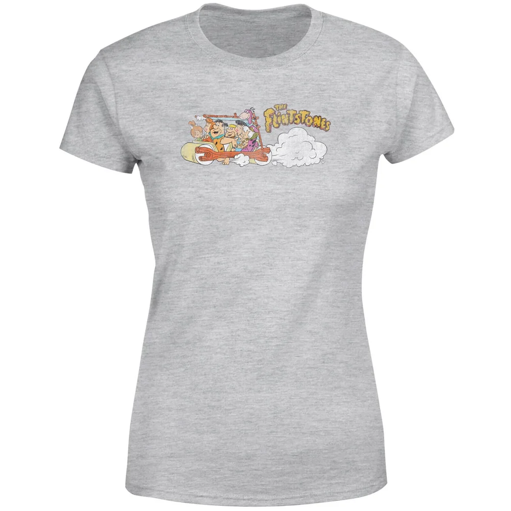 The Flintstones Family Car Distressed Dames T-shirt - Grijs - S Afbeelding 1