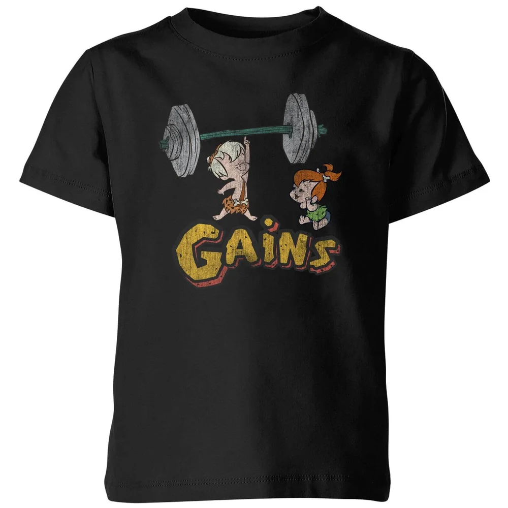 The Flintstones Bamm-Bamm Gains Distressed Kinder T-shirt - Zwart - 98/104 (3-4 jaar) Afbeelding 1