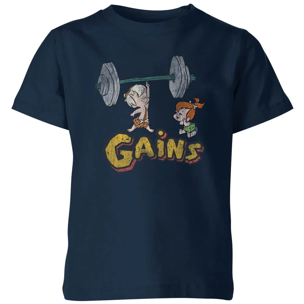 The Flintstones Bamm-Bamm Gains Distressed Kinder T-shirt - Navy - 98/104 (3-4 jaar) Afbeelding 1