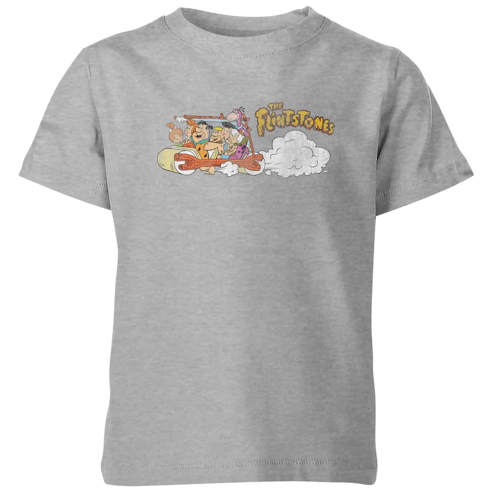 The Flintstones Family Car Distressed Kinder T-shirt - Grijs - 98/104 (3-4 jaar) Afbeelding 1