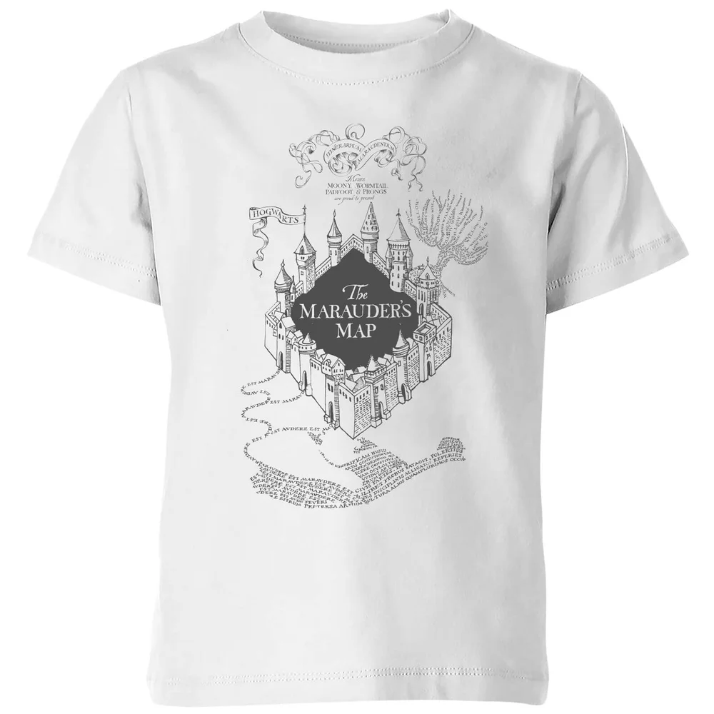 Harry Potter The Marauders Map Kinder T-shirt - Wit - 98/104 (3-4 jaar) Afbeelding 1