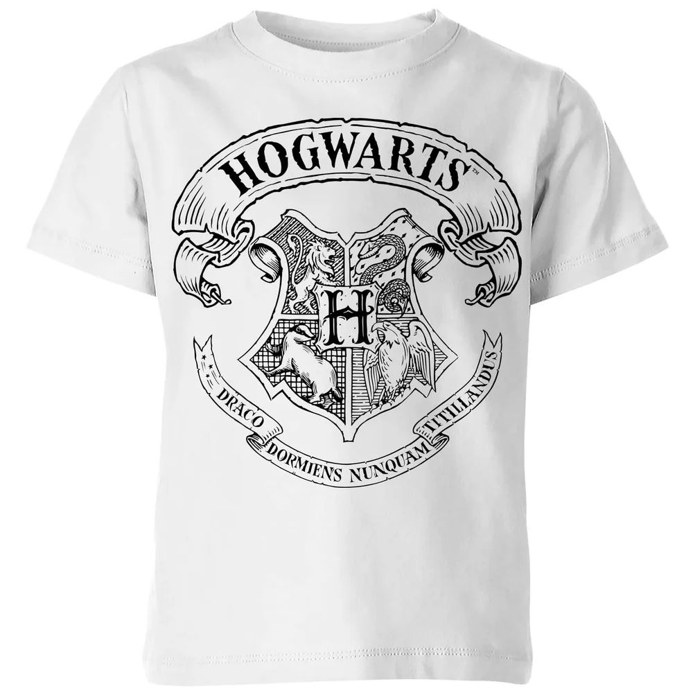 Harry Potter Hogwarts Crest Kinder T-shirt - Wit - 98/104 (3-4 jaar) Afbeelding 1