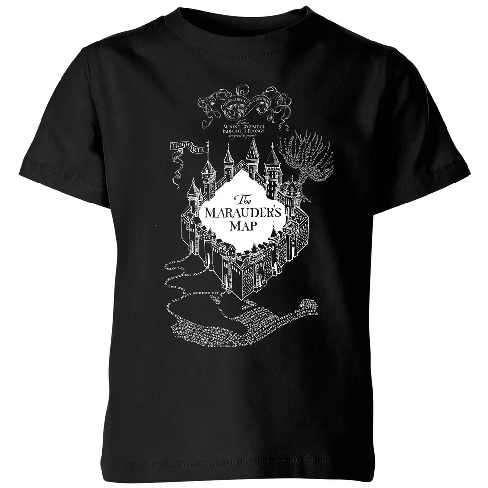 Harry Potter The Marauders Map Kinder T-shirt - Zwart - 98/104 (3-4 jaar) Afbeelding 1