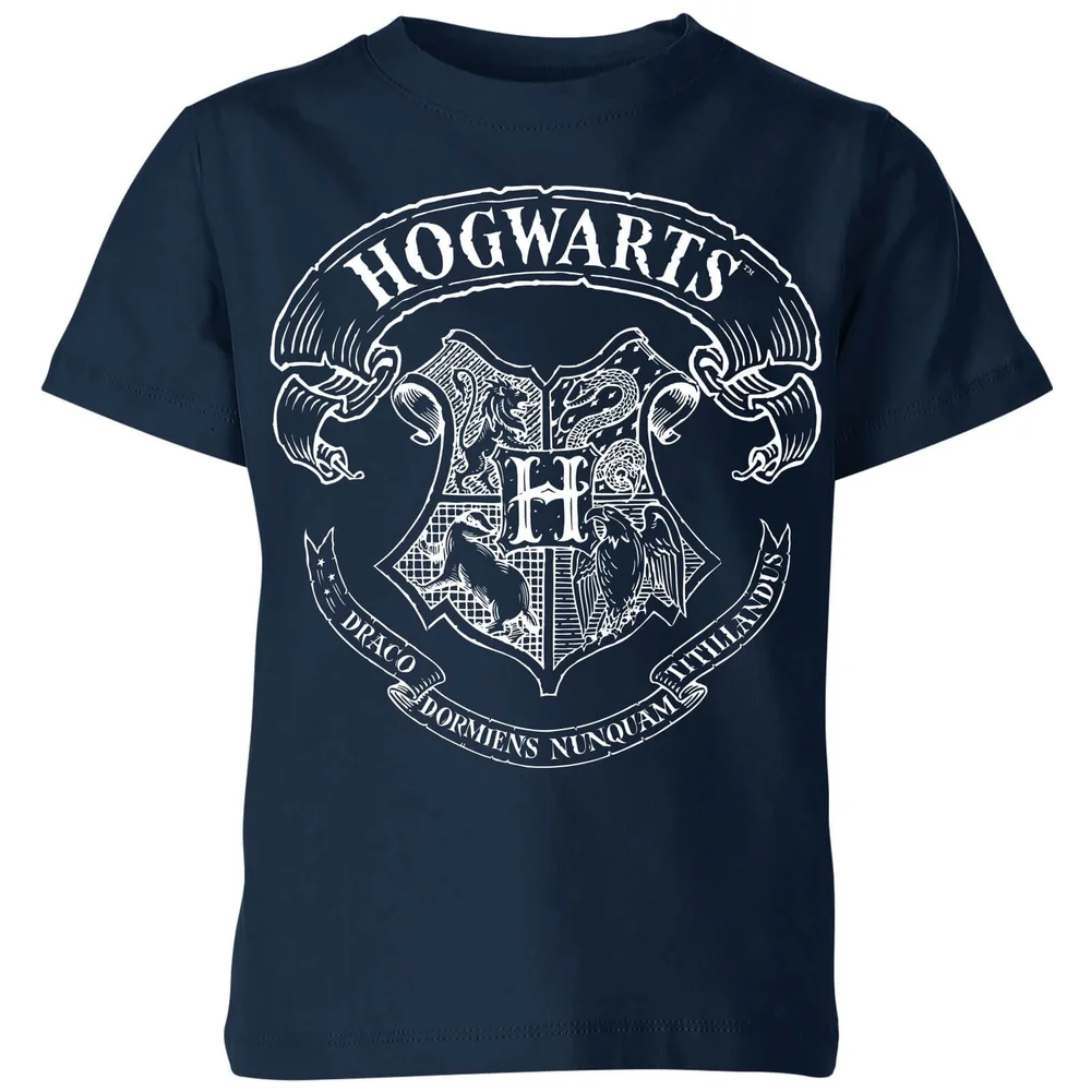 Harry Potter Hogwarts Crest Kinder T-shirt - Navy - 98/104 (3-4 jaar) Afbeelding 1