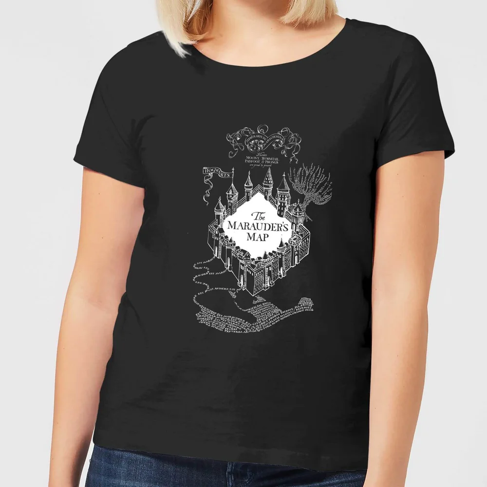 Harry Potter The Marauders Map Dames T-shirt - Zwart - S Afbeelding 1