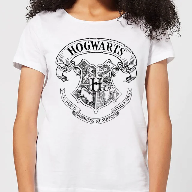 Harry Potter Hogwarts Crest Dames T-shirt - Wit