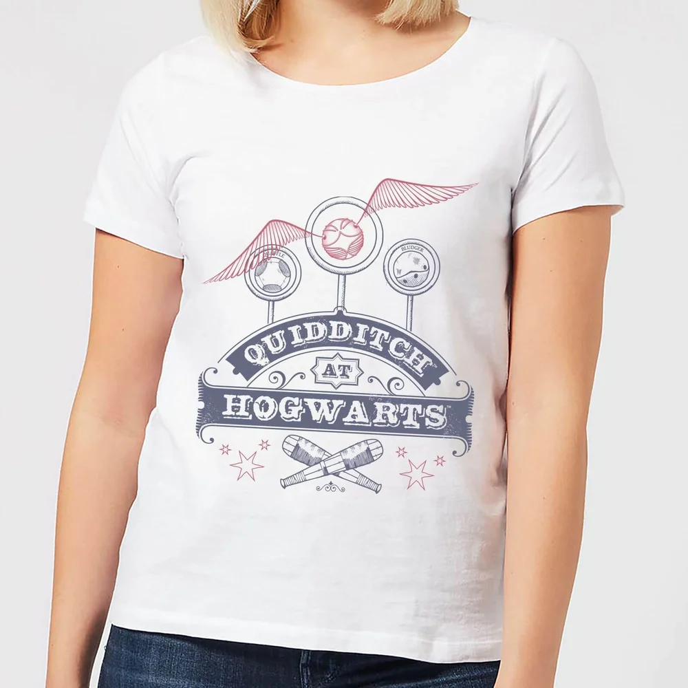 Harry Potter Quidditch at Hogwarts Dames T-shirt - Wit - S Afbeelding 1