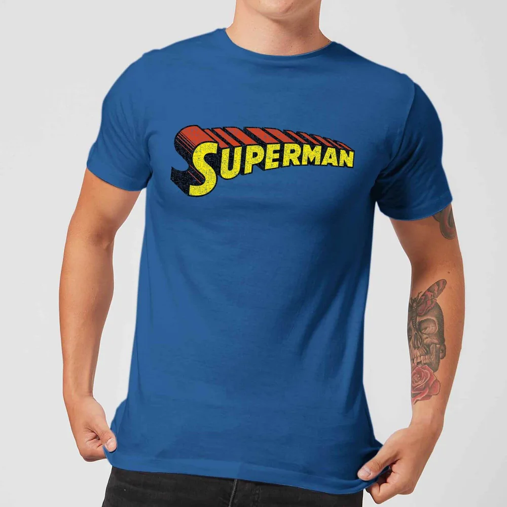 DC Superman Telescopic Crackle Logo Men's T-Shirt - Royal Blue - S Afbeelding 1