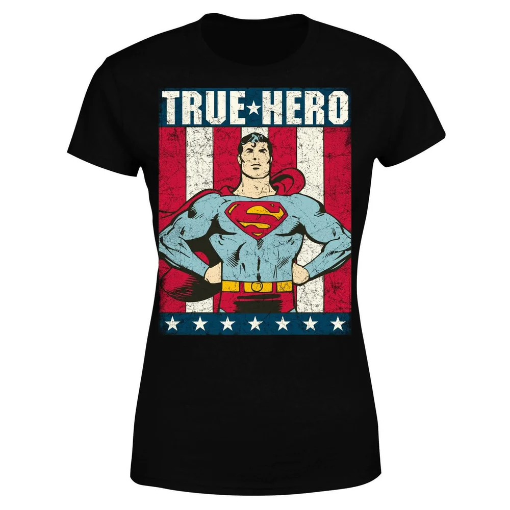 DC Originals Superman True Hero Dames T-shirt - Zwart - S Afbeelding 1