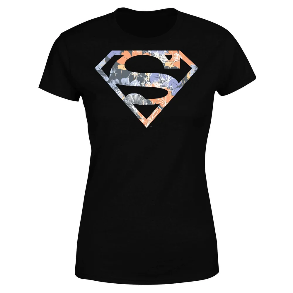 DC Originals Floral Superman Dames T-shirt - Zwart - S Afbeelding 1
