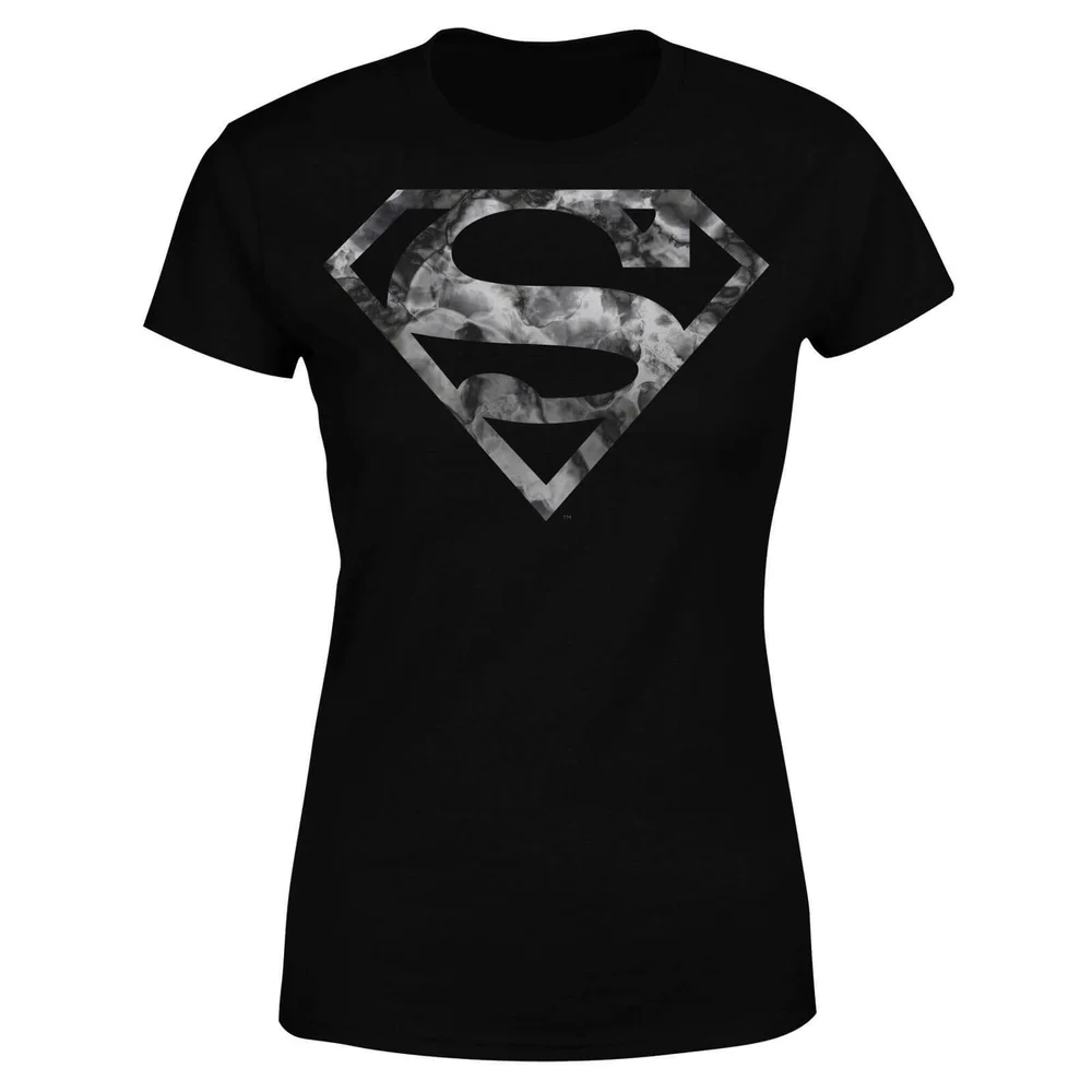 DC Originals Marble Superman Logo Dames T-shirt - Zwart - S Afbeelding 1