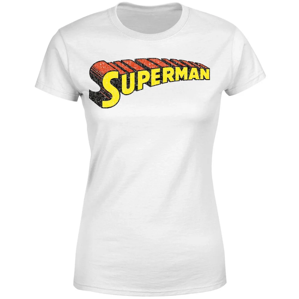 DC Superman Telescopic Crackle Logo Women's T-Shirt - White - S Afbeelding 1