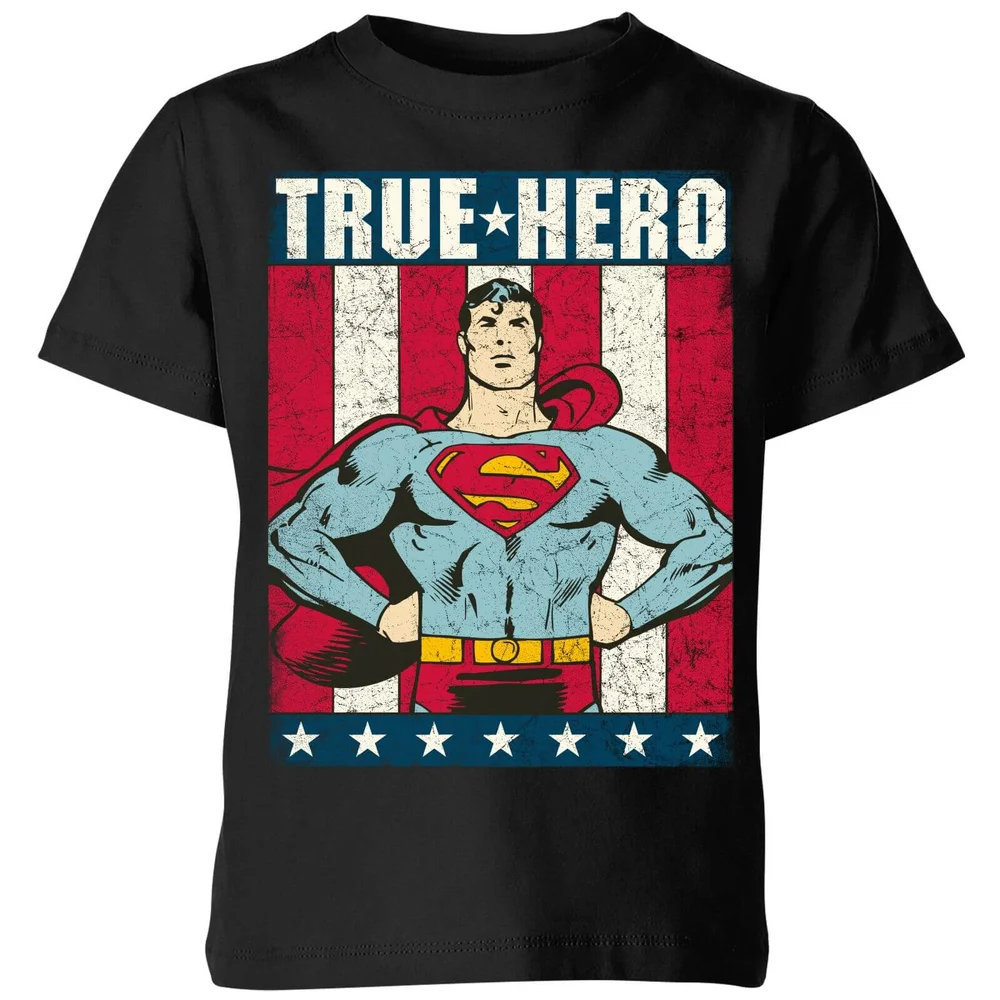 DC Originals Superman True Hero Kinder T-shirt - Zwart - 98/104 (3-4 jaar) Afbeelding 1
